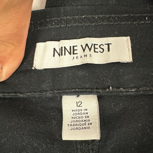 Nine West Heidi Pull On Crop Jeans Size 12 Black Stylish Cropped - Picture 3 of 6